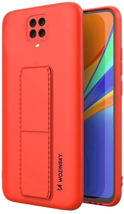 Wozinsky Kickstand Case flexible silicone cover with a stand Xiaomi Redmi Note 9 Pro / Redmi Note 9S red*