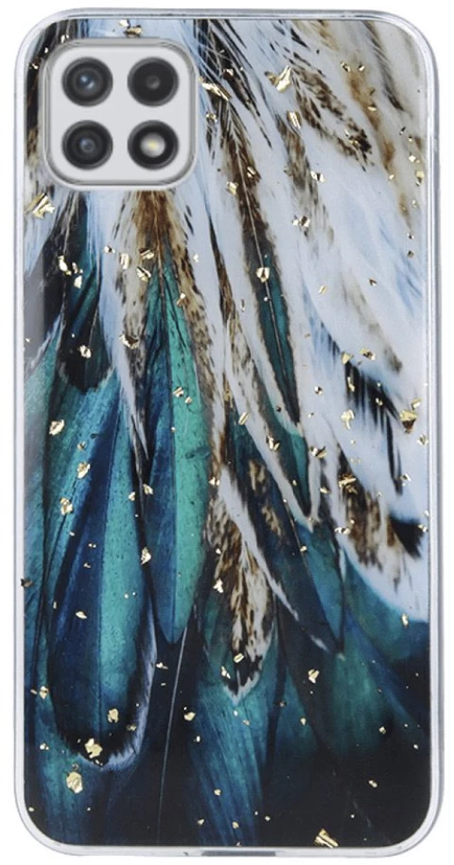 Gold Glam back case Θήκη για Samsung Galaxy A22 5G feathers*