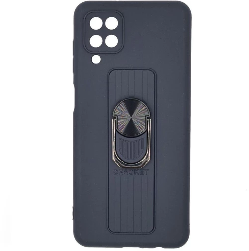 Ring Case silicone case with finger grip and stand Θήκη για Samsung Galaxy A12 dark blue*