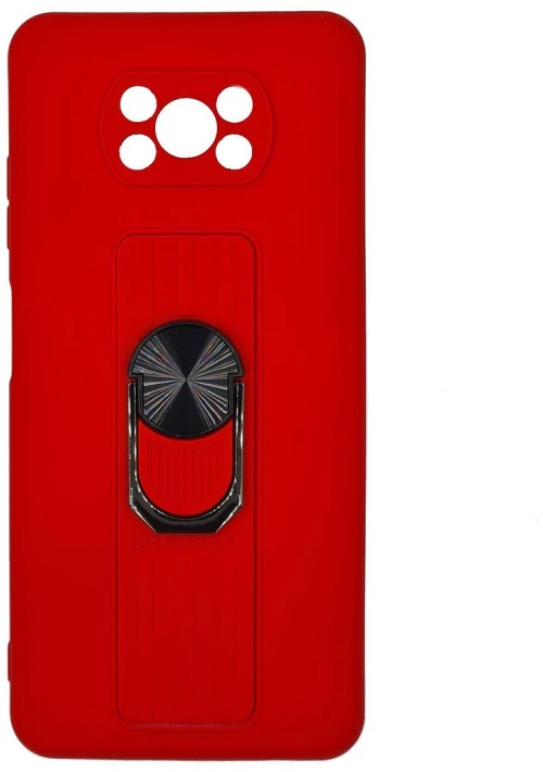 Ring Case silicone case with finger grip and stand Θήκη για Xiaomi Poco X3 NFC red*