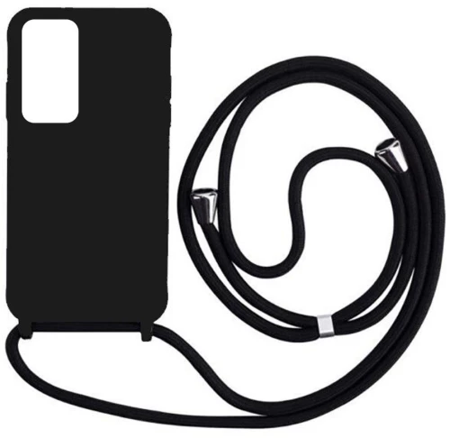 Cord Silicone back cover Case με κορδόνι για Xiaomi Redmi 10 black*