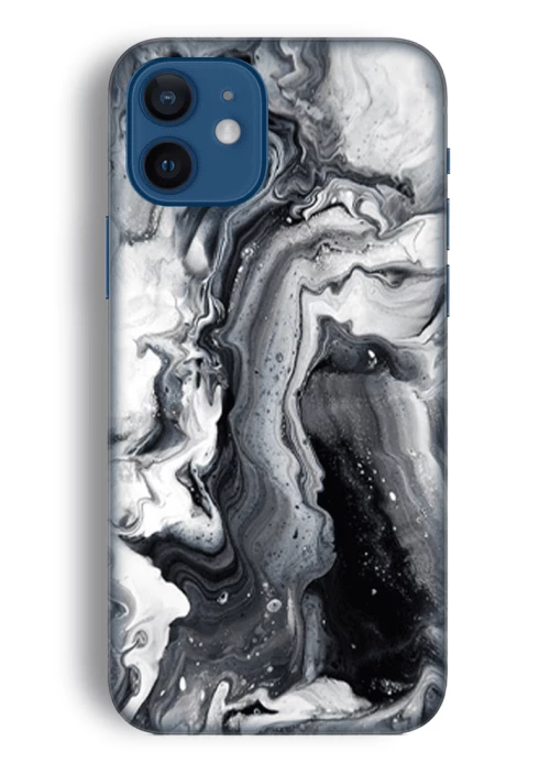 Marble Silicone case Θήκη για Iphone 12 black-white 2