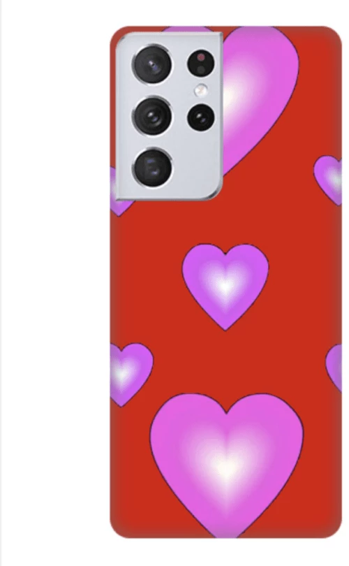 Hearts Silicone case θήκη για Samsung Galaxy S22 Ultra red-purple