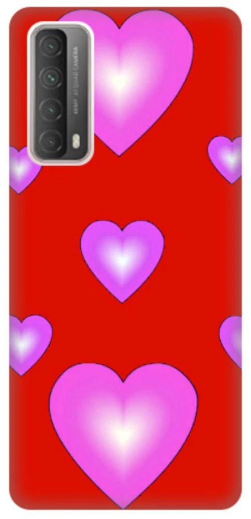Hearts Silicone case Θήκη για Huawei P Smart 2021 red-purple