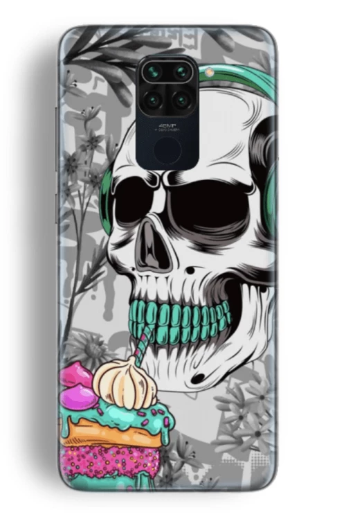 Skull Silicone case Θήκη για Xiaomi Redmi Note 9 white