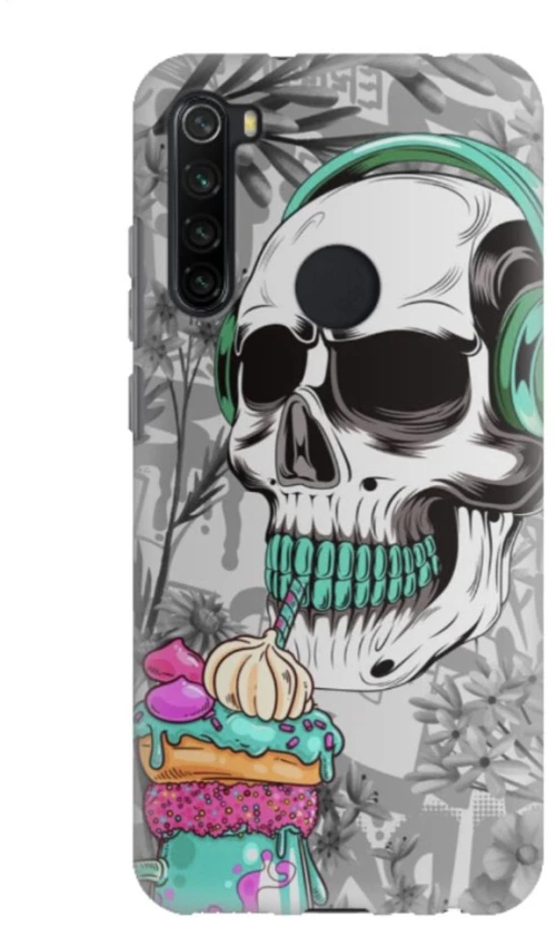 Skull Silicone case Θήκη για Xiaomi Redmi Note 8 white