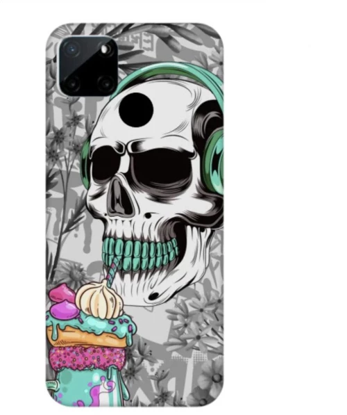 Glossy Skull Custom Silicone case Θήκη για Realme C21Y/C25Y white