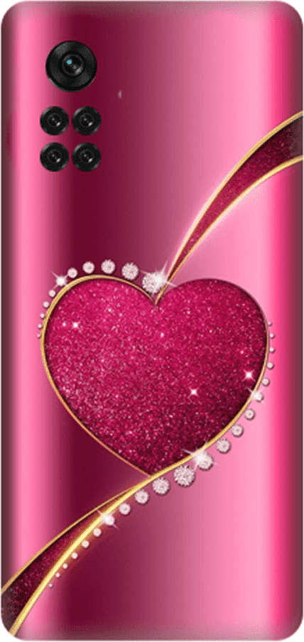 Glossy Shining Heart Custom Silicone case Θήκη για Xiaomi Poco X4 Pro 5G pink