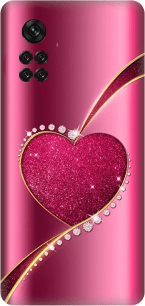 Glossy Shining Heart Custom Silicone case Θήκη για Xiaomi Poco X4 Pro 5G pink