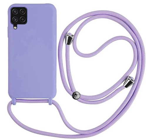 Cord Silicone back Case με κορδόνι για Samsung Galaxy A22 4G purple*