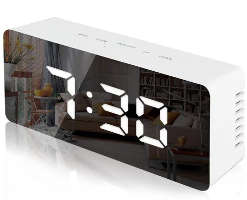 Mirror Digital Clock Electronic Led / Alarm Clock / Thermometer white*