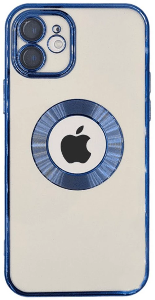 Electroplated Clear Case With Logo Ring For iPhone 12 Transparent / Blue