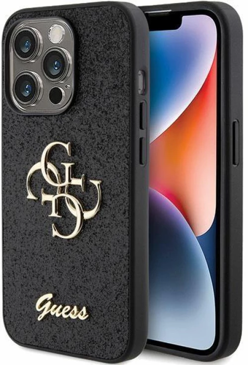 Guess Glitter Script Big 4G θηκη για iPhone 15 Pro black