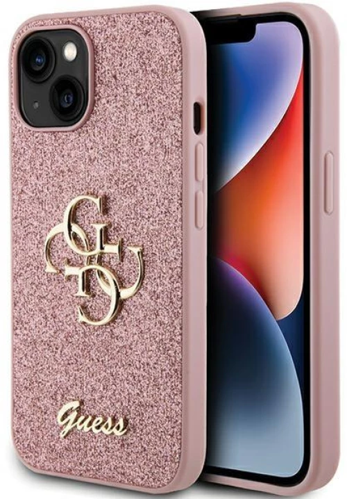 Guess Glitter Script Big 4G θηκη για iPhone 15 pink