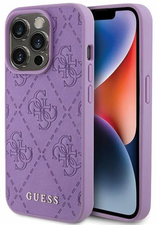 Guess Leather 4G Stamped θηκη για iPhone 15 Pro purple