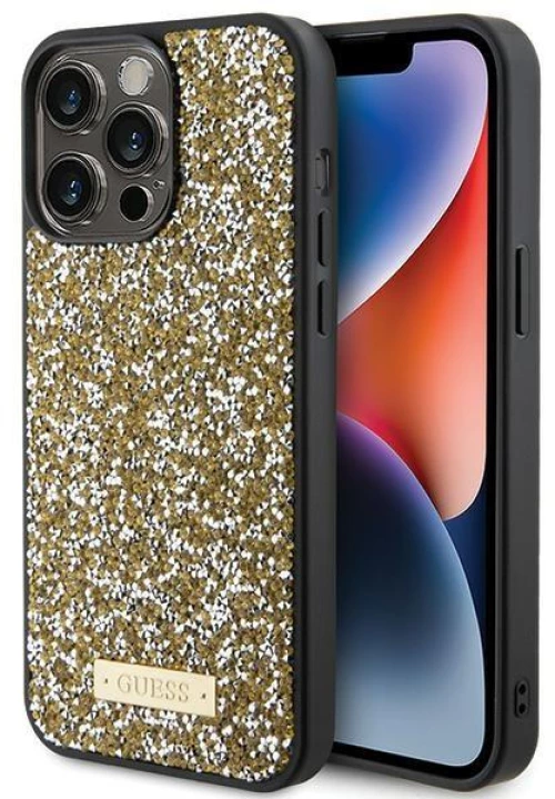 Guess Rhinestone Metal Logo θηκη για iPhone 15 Pro Max yellow