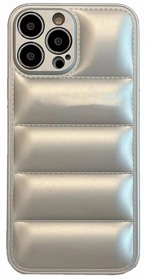 Fashion Soft Touch PUFFER Θήκη για iPhone 14 Pro Max Silver