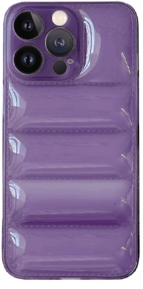 Fashion Soft Touch PUFFER Θήκη για iPhone 14 Pro Purple Tranparent