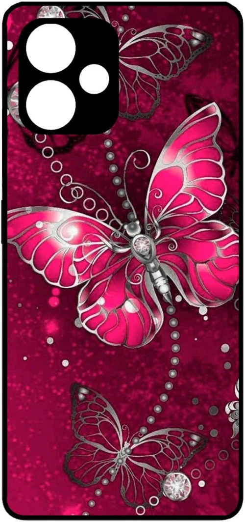 Butterfly Fuchsia Protective Hard Case black Θήκη για Xiaomi Redmi 12 5G