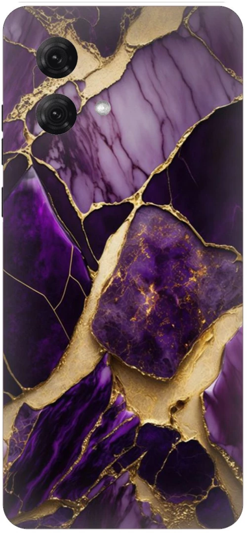 Marble Black-Purple Silicone Case θήκη για Motorola Moto G84 5G