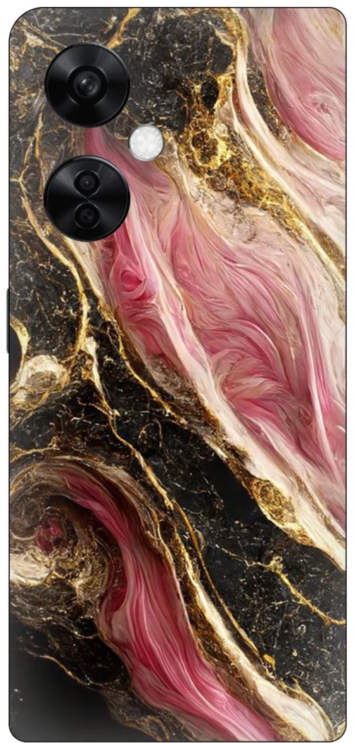Marble Black-Pink Silicone Case θήκη για OnePlus Nord CE 3 Lite 5G