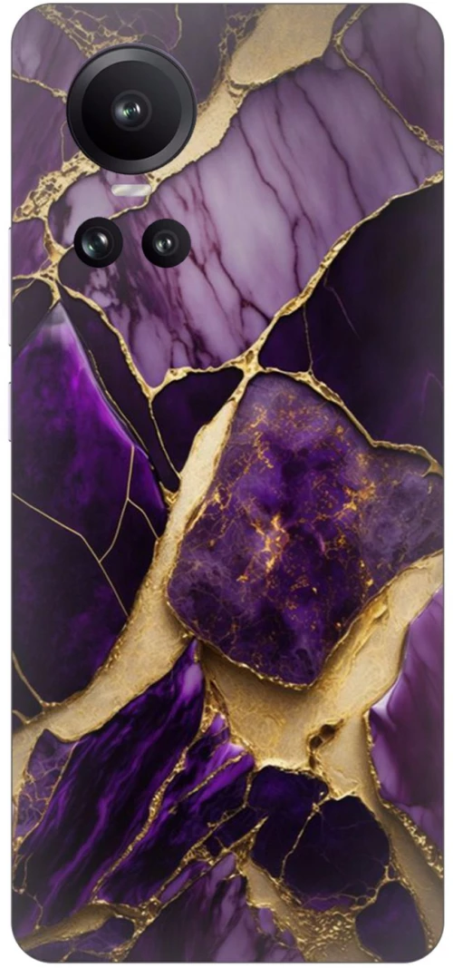 Marble Black-Purple Silicone Case θήκη για OPPO Reno10 Pro 5G