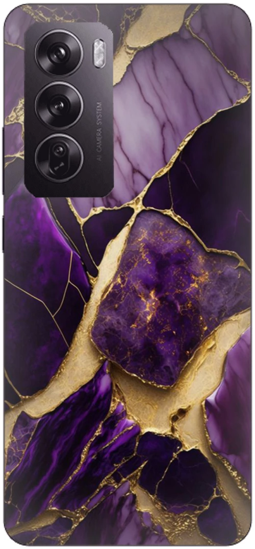Marble Black-Purple Silicone Case θήκη για OPPO Reno12 Pro 5G