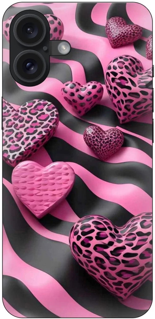 Leopard Hearts Θήκη για iPhone 16 Plus