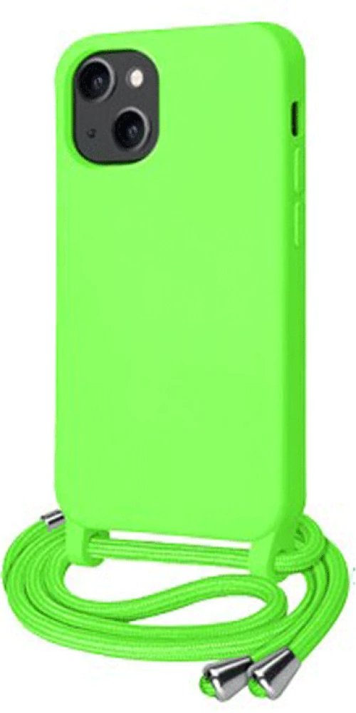 Cord Silicone back cover Case με κορδόνι Θήκη για Iphone 16 light green