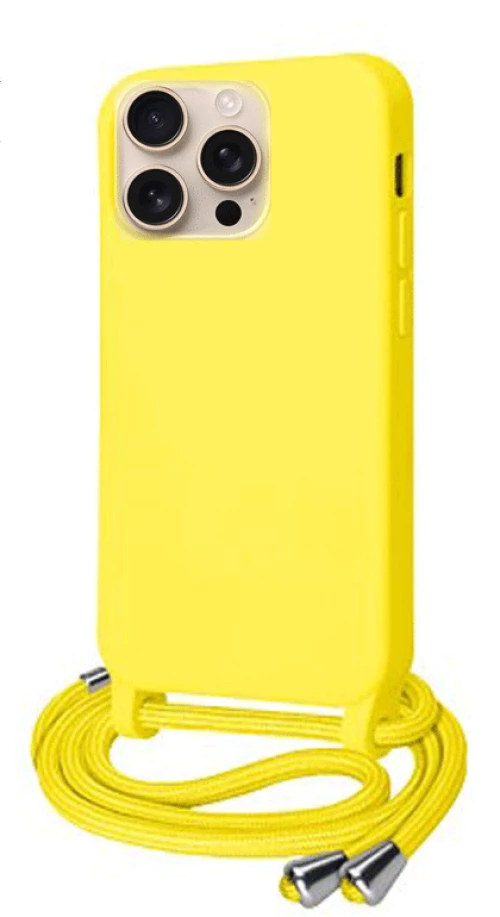 Cord Silicone back cover Case με κορδόνι Θήκη για Iphone 16 pro yellow