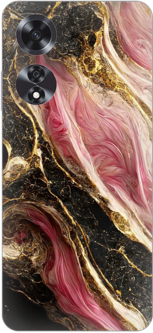 Marble Black-Pink Silicone Case θήκη για OPPO A58 4G