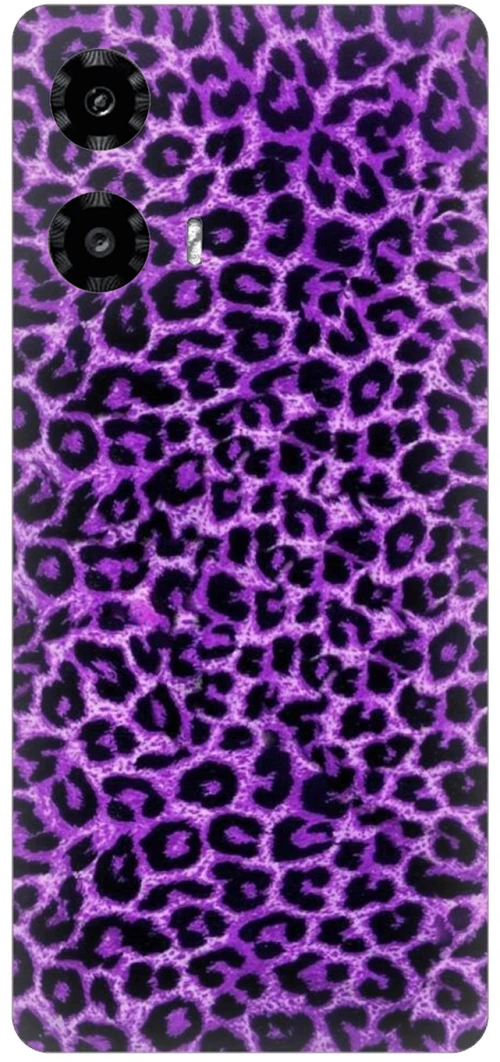 Animal Print Leopard Purple Silicone Case Θήκη για Motorola Moto G35 5G