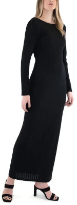 LACE LONG SLEEVE OPEN BACK MAXI DRESS WOMEN LACE ΜΑΥΡΟ (M-8185)