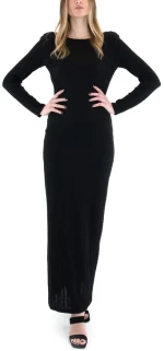 LACE LONG SLEEVE OPEN BACK MAXI DRESS WOMEN LACE ΜΑΥΡΟ (M-8185)