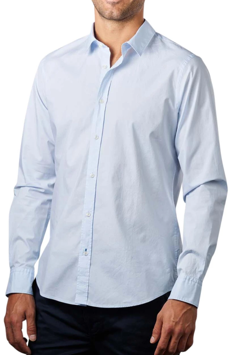 SCOTCH n SODA SOLID SLIM FIT SHIRT MEN SCOTCH & SODA ΣΙΕΛ (165316-0765)