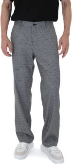 TED BAKER CLIFFE CHECK TAPERED FIT PANTS MEN TED BAKER ΕΚΡΟΥ- ΜΑΥΡΟ (256699-BLACK-R)