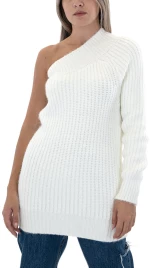 TAILOR MADE ONE SLEEVE SHOULDER OFF SWEATER WOMEN TAILOR MADE ΕΚΡΟΥ (TM7417-OFF-WHITE)