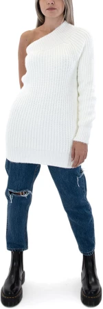 TAILOR MADE ONE SLEEVE SHOULDER OFF SWEATER WOMEN TAILOR MADE ΕΚΡΟΥ (TM7417-OFF-WHITE)