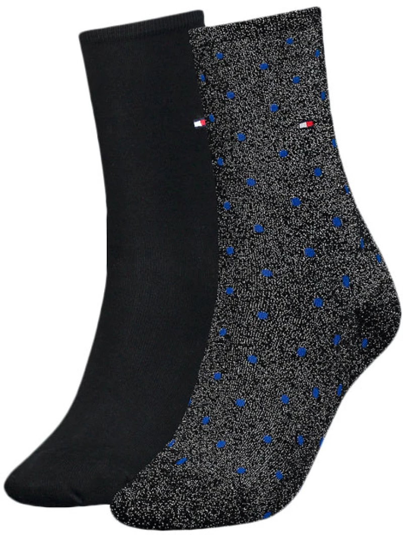 TOMMY HILFIGER DOT 2 PACK SOCKS WOMEN TOMMY HILFIGER ΑΣΗΜΙ- ΜΑΥΡΟ- ΜΠΛΕ (100001493-027)