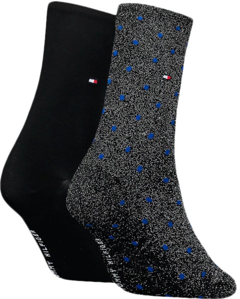 TOMMY HILFIGER DOT 2 PACK SOCKS WOMEN TOMMY HILFIGER ΑΣΗΜΙ- ΜΑΥΡΟ- ΜΠΛΕ (100001493-027)