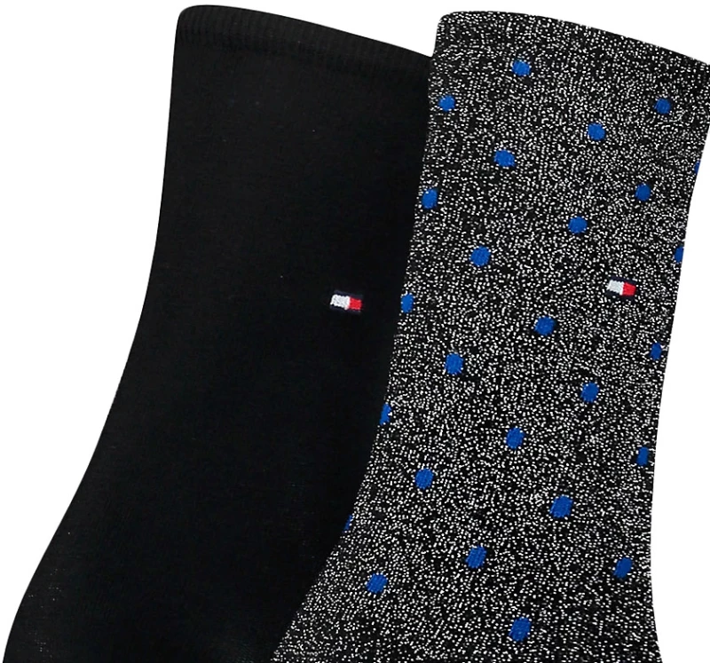TOMMY HILFIGER DOT 2 PACK SOCKS WOMEN TOMMY HILFIGER ΑΣΗΜΙ- ΜΑΥΡΟ- ΜΠΛΕ (100001493-027)