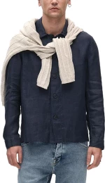 GABBA PETER LINEN LONGSLEEVE SHIRT MEN GABBA ΜΠΛΕ (10987-5020)