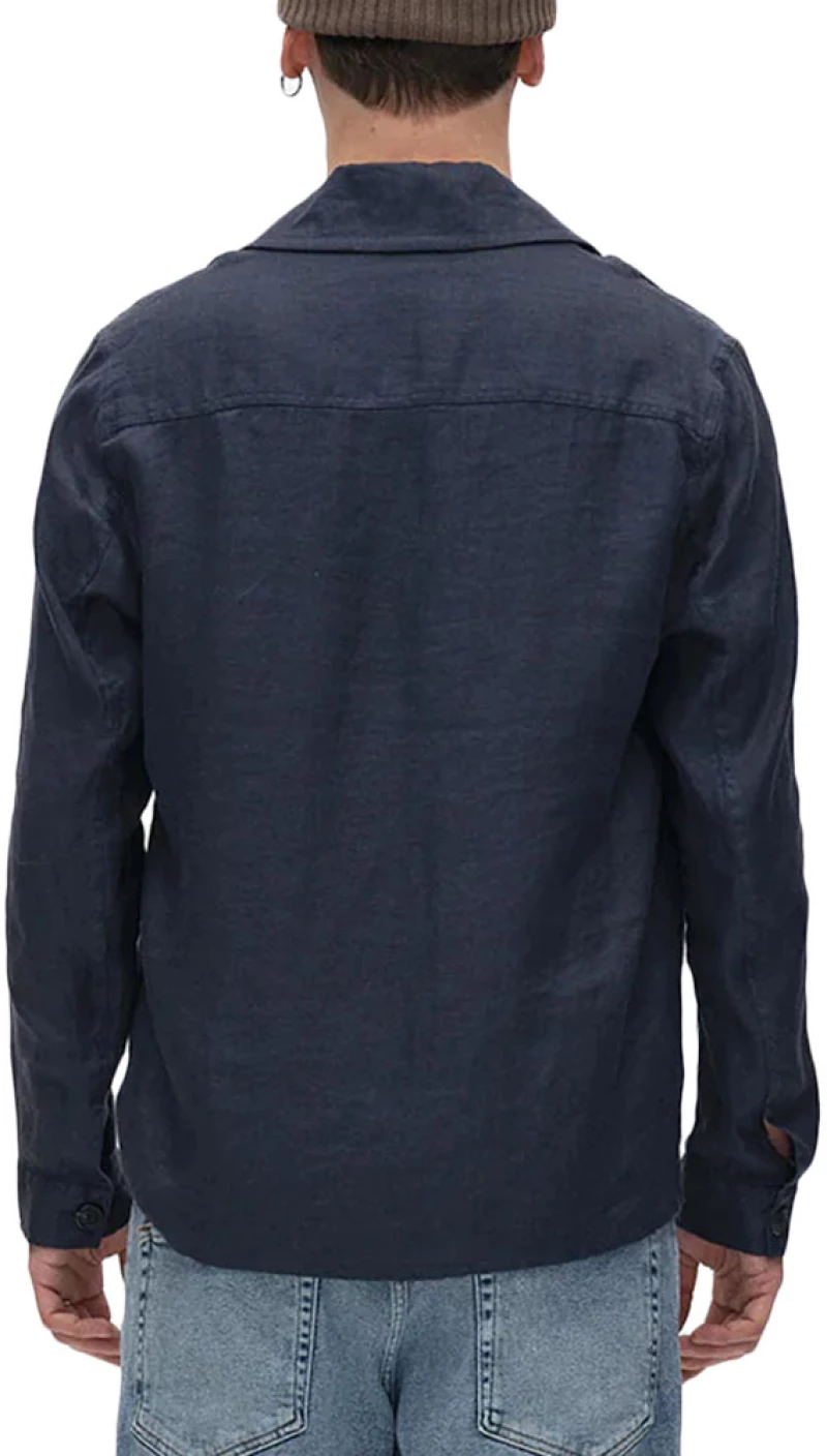 GABBA PETER LINEN LONGSLEEVE SHIRT MEN GABBA ΜΠΛΕ (10987-5020)