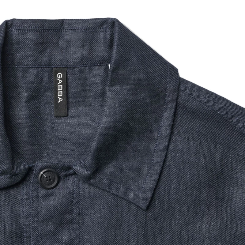 GABBA PETER LINEN LONGSLEEVE SHIRT MEN GABBA ΜΠΛΕ (10987-5020)