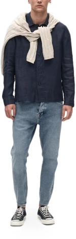 GABBA PETER LINEN LONGSLEEVE SHIRT MEN GABBA ΜΠΛΕ (10987-5020)