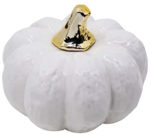 Κολοκύθα Διακοσμητική Κεραμική Φ14x10cm Λευκό Χρώμα