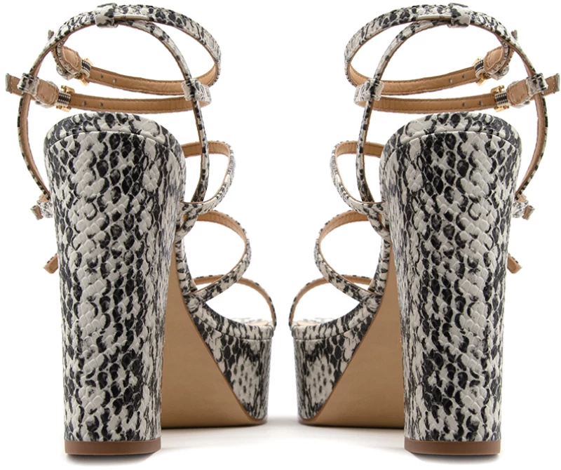 CARRANO E64024 LEATHER HIGH HEEL SANDALS WOMEN CARRANO ΛΕΥΚΟ- ΜΑΥΡΟ (517023-CAB01-VIPER-OFF)