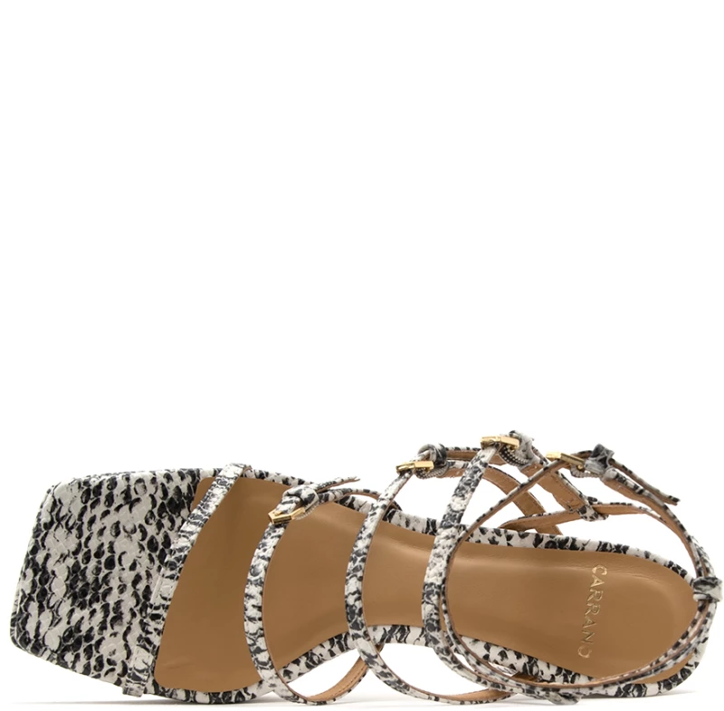 CARRANO E64024 LEATHER HIGH HEEL SANDALS WOMEN CARRANO ΛΕΥΚΟ- ΜΑΥΡΟ (517023-CAB01-VIPER-OFF)