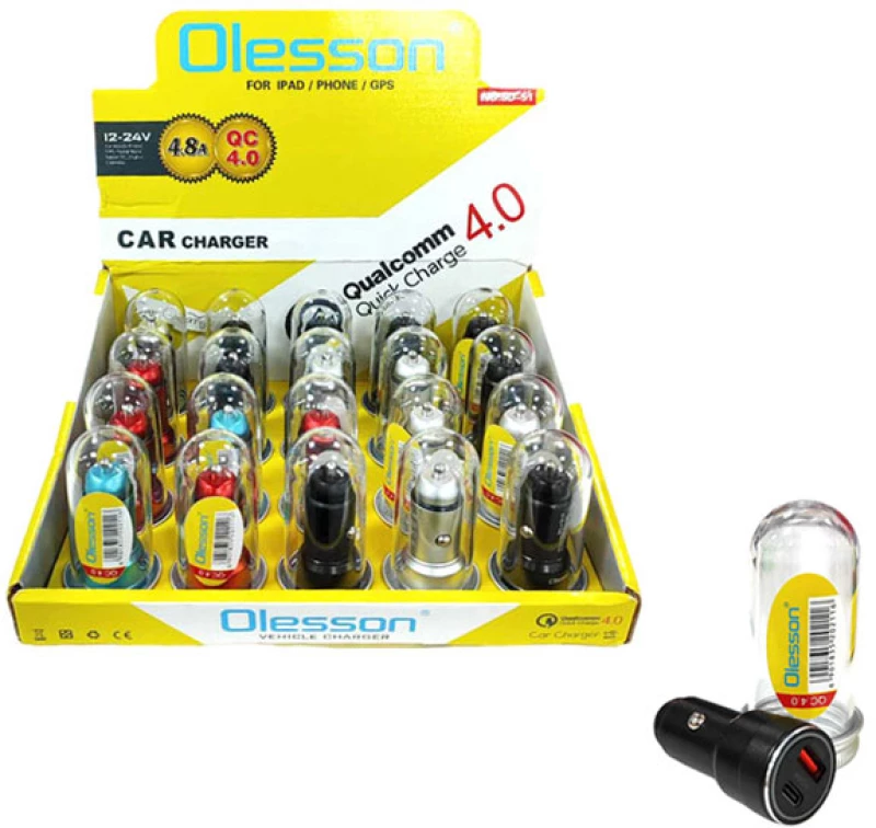 Φορτιστής αυτοκινήτου Olesson 4.8A+QC4.0 SD-51 20τεμ. - Car charger