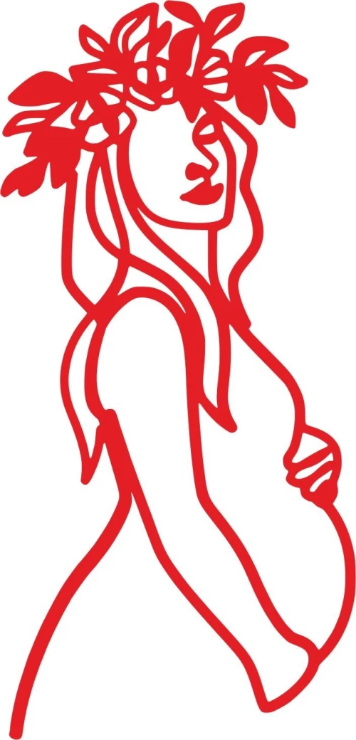 Cake Topper Woman Pregnant Κόκκινο